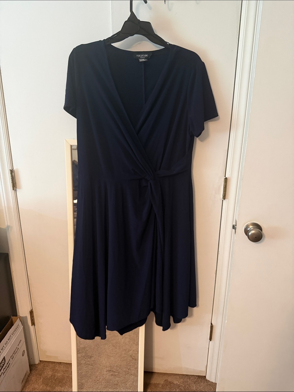 Perceptions Navy Wrap-Front Women's Dress